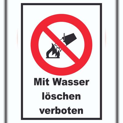 HB-Druck Mit Wasser löschen verboten Schild A1 (594x841mm)