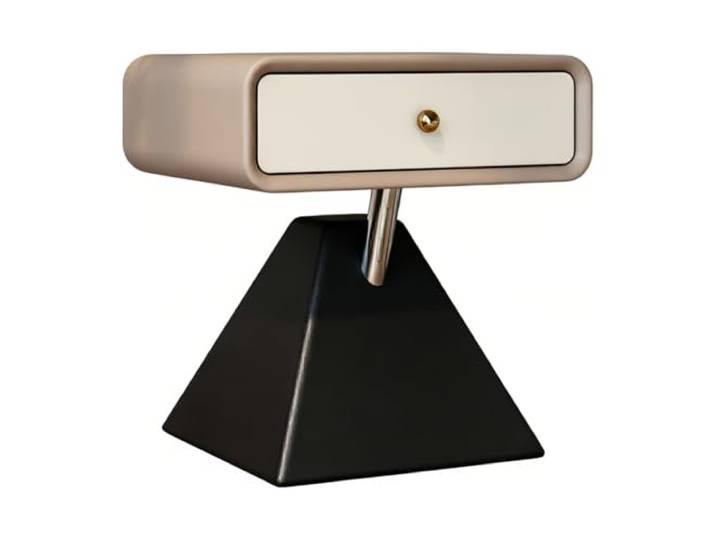 Zimmer Nachttisch mit Schubladenoberseite, Metallstange, schwarzer Sockel Zur Aufbewahrung im Schlafzimmer(Bruin,Mittel)