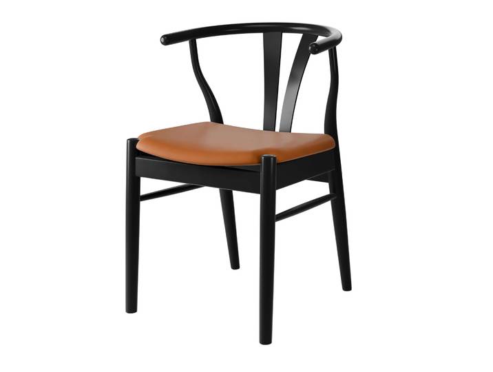 Stuhl HAMMEL FURNITURE Freja, Massivholz Stuhl mit gepolstertem Sitz – komfortabel & robust , braun (, schwarz, schwarz, cognac), B:53cm H:75cm T:54cm, Leder, Massivholz, Stühle, Stuhl, Massivholz, gepolsterte Sitzfläche, versch. Farbvarianten