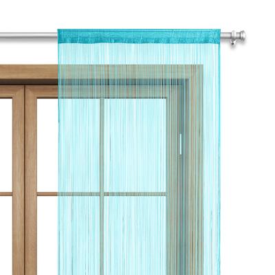 wometo Fadenvorhang Türvorhang Fäden 90x245 türkis - Stangendurchzug OEKO-TEX kürzbar waschbar uni einfarbig in vielen bunten Farben