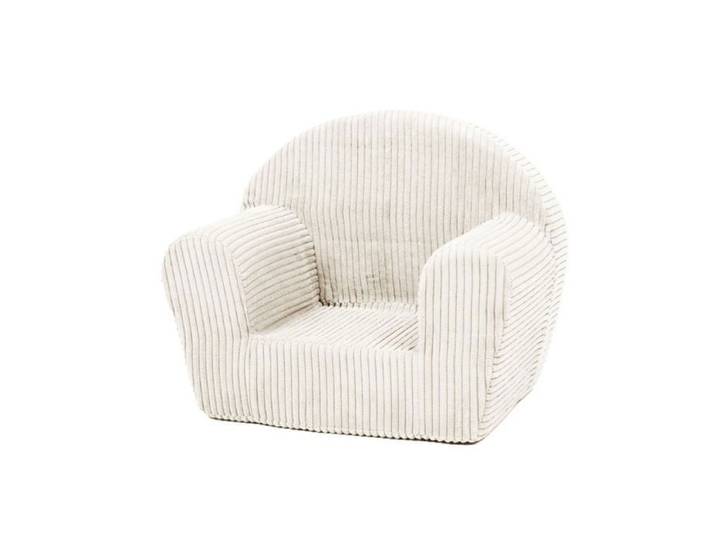 Fauteuil piqué enfant crème velours côtelé
