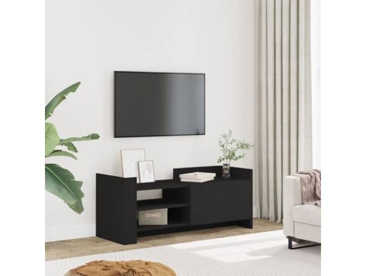 HEFZGDB TV-Schrank Schwarz 100x35x40 cm Holzwerkstoff mit praktischer Tür und reichlich Stauraum für Multimedia-Geräte, langlebiges Möbelstück mit Zwei Montagemöglichkeiten