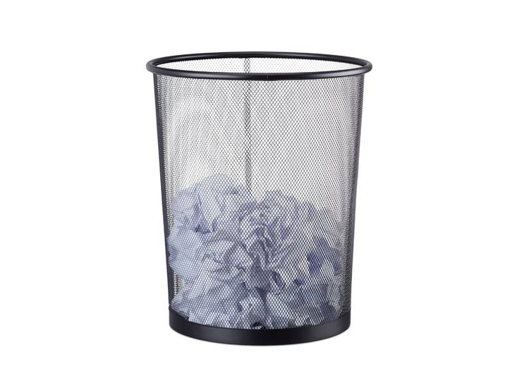 Grosser Papierkorb Drahtgeflecht Schwarz