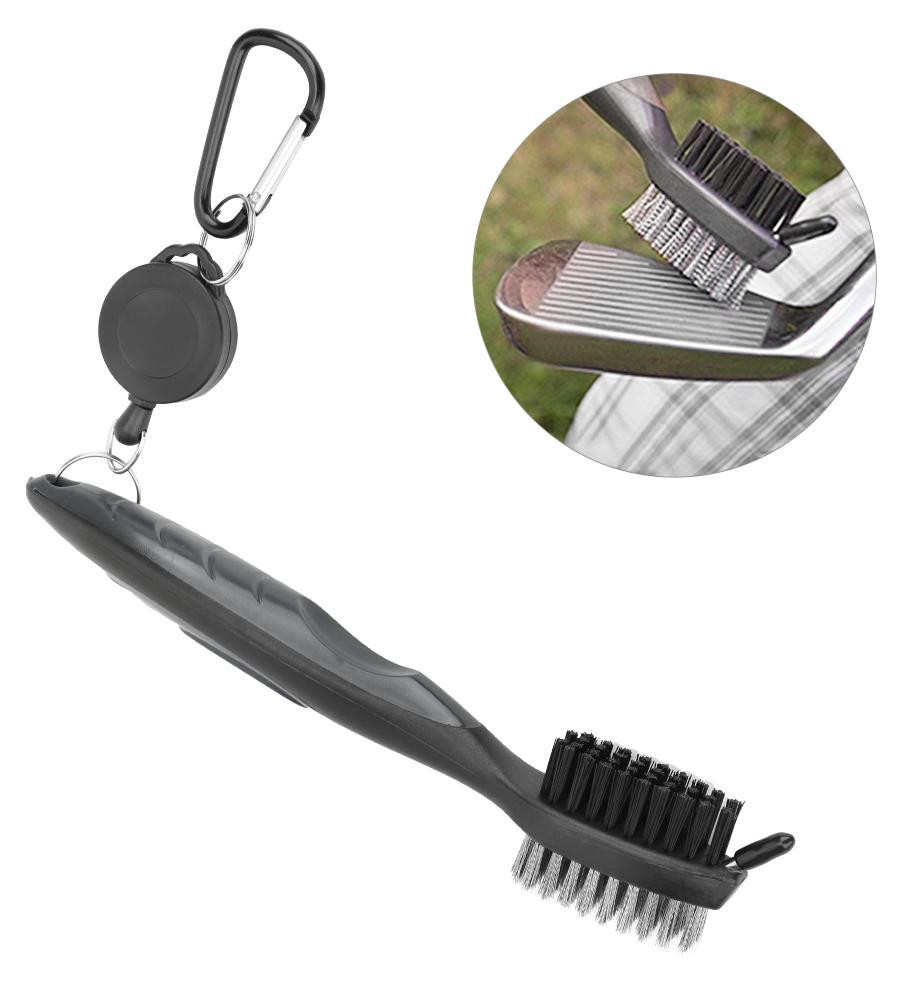 Gistuch Multifunctionele golfclub-reinigingsborstel met nylon en staal, grijs