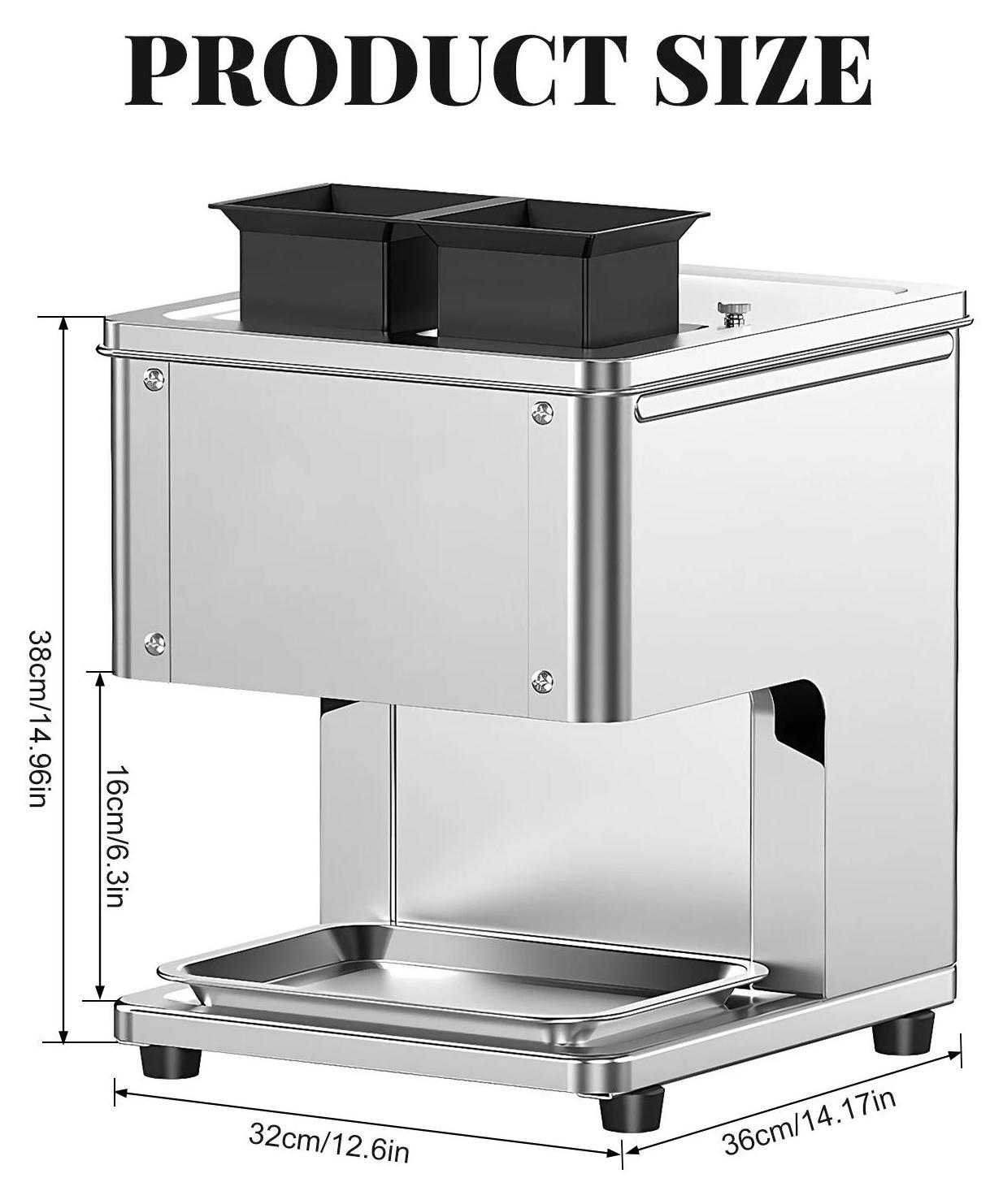 Elektrischer Fleischschneider - Gewerbe und Haushalt - 950W Edelstahl - Doppelklinge - Fleischstreifen und -würfel 2,5-5 mm - 220-240V EU-Stecker - leicht zu reinigen