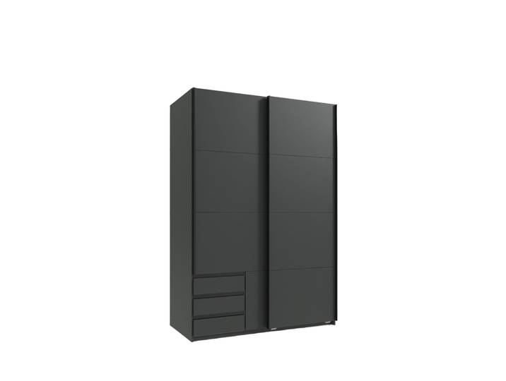 Schwebetürenschrank 2-trg. Kleiderschrank 135 cm Grafit Außenschubladen Ausstattung / 22665