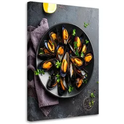 LEINWANDBILD Meeresfrüchte Muscheln 60x90cm