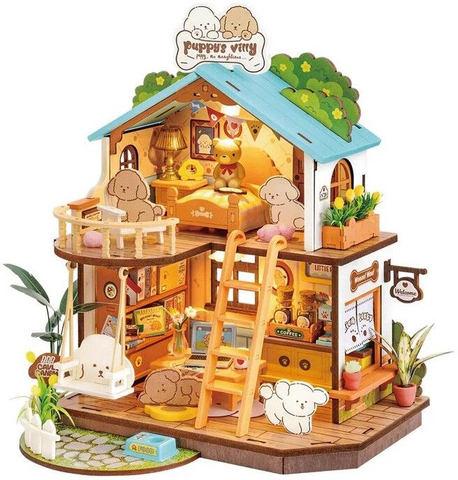 Puppys Cozy Villa - Miniature 3D DIY Rolife