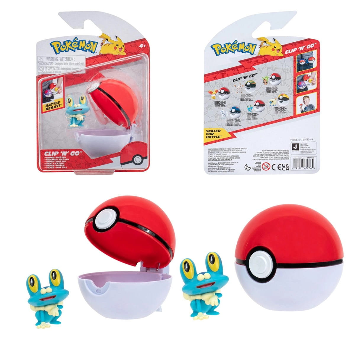 Jazwares Pokémon Froakie figuur met Clip 'n Go Pokéball