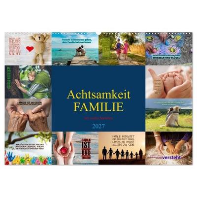 Achtsamkeit FAMILIE mit coolen Sprüchen (Wandkalender 2027 DIN A2 quer), CALVENDO Monatskalender