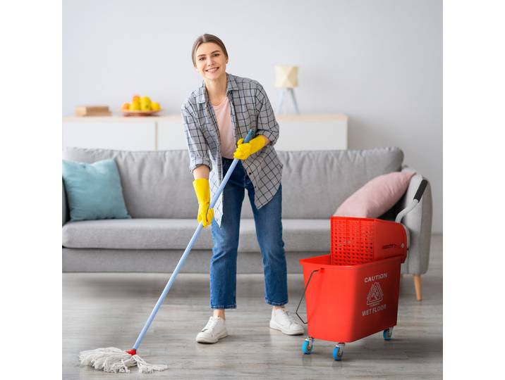 HOMCOM Chariot Ménage 20L avec Essoreur Rouge