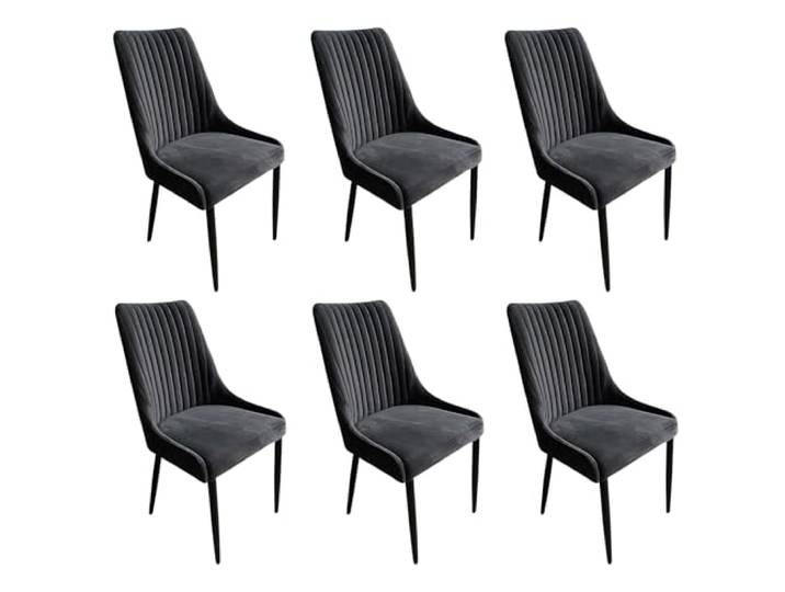 Meble Ares 6er Set Esszimmerstühle Massimo - ‎48 x 52 x 100 cm Esstisch Stühle - Stühle Esszimmer, Küchenstühle, Wohnzimmerstühle - Polsterstuhl Esszimmer - Buchenholz, Samt ‎Dunkelgrau, Metal