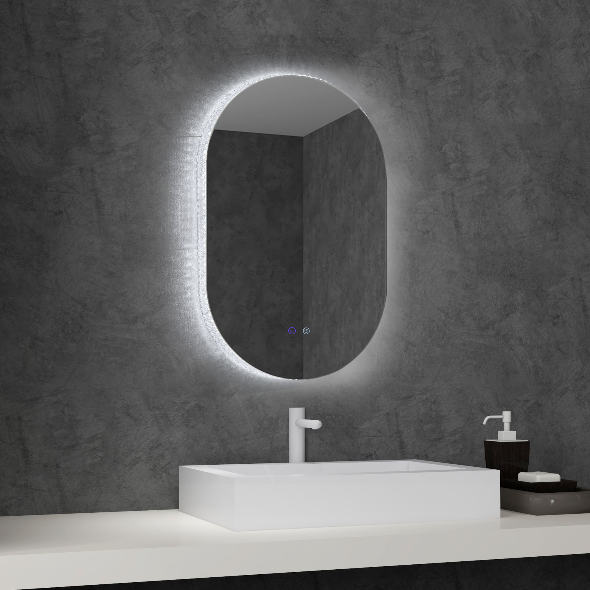 Kleankin Specchio Bagno LED Antiappannamento con Luminosità Regolabile, in Vetro e Alluminio, 81x51x4.5 cm   Aosom Italy