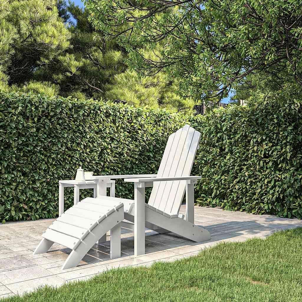 Adirondack-Gartenstuhl & Gartenstuhl Weiß HDPE Gartenstühle mit Fußstütze Garten stühle für Garten, Balkon, Terrasse (73 x 83 x 92 cm)