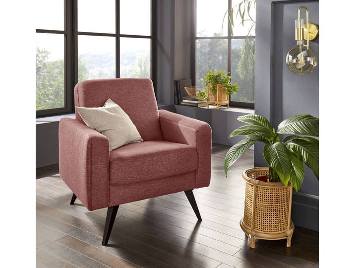 Sessel EXXPO - SOFA FASHION Samso, Loungesessel mit tollem Sitzkomfort , rot (coralle), B:82cm H:87cm T:49cm, Sessel, Sessel, Komfortsitzhöhe 49cm