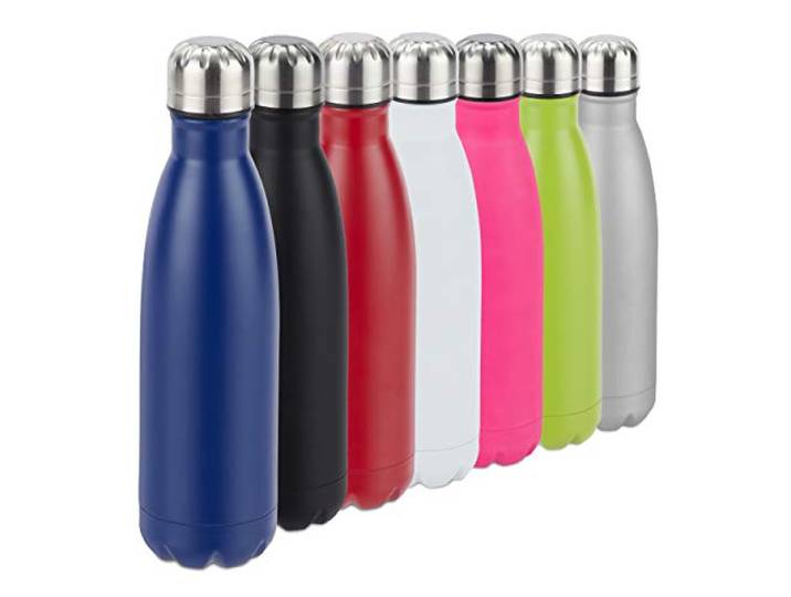 Relaxdays Gourde inox bouteille eau acier inoxydable 0\,5 litre isotherme froid chaud\, bleu foncé