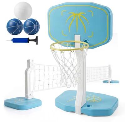 Costway 2-in-1 Pool Basketball Hoop and Pool Volleyball Net