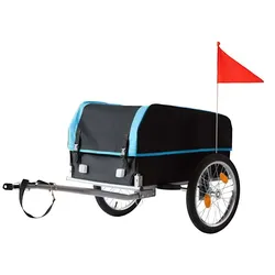 Relaxdays Fahrradanhänger Lastenanhänger klappbar Hellblau,Schwarz,Silber