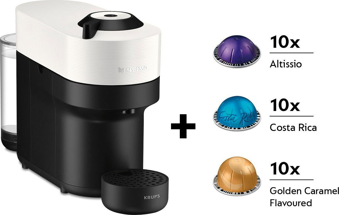 Nespresso Krups Vertuo Pop koffiemachine, Kokoswit, Model XN920110P, Set