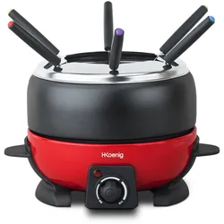 H.Koenig ALP1800 elektrisches Fondue Set / 6 Personen / 6 Fonduegabeln / Temperatur 25°C bis 190°C / 2 L / Antihaftbeschichtung
