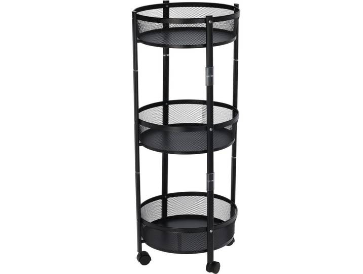 Storage solutions Küchenwagen auf Rollen Schwarz 37/37/88 cm, Metall, Rund, 37x88x37 cm, Esszimmer, Servierwagen