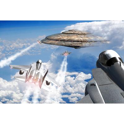 Fototapete PAPERMOON "Raumschiff mir Jets", bunt, B:2m L:1,49m, Vlies, Tapeten