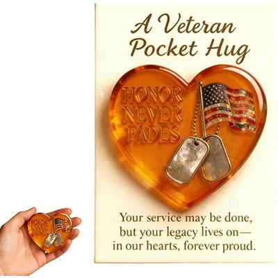 Herzliche Grüße an Veteranen, Ehre verblasst nie, Dankeskarte, herzförmiges Militär-Andenken für Veteranen mit amerikanischer Flagge Hundemarken, Weihnachten Geschenk zum Veteranentag