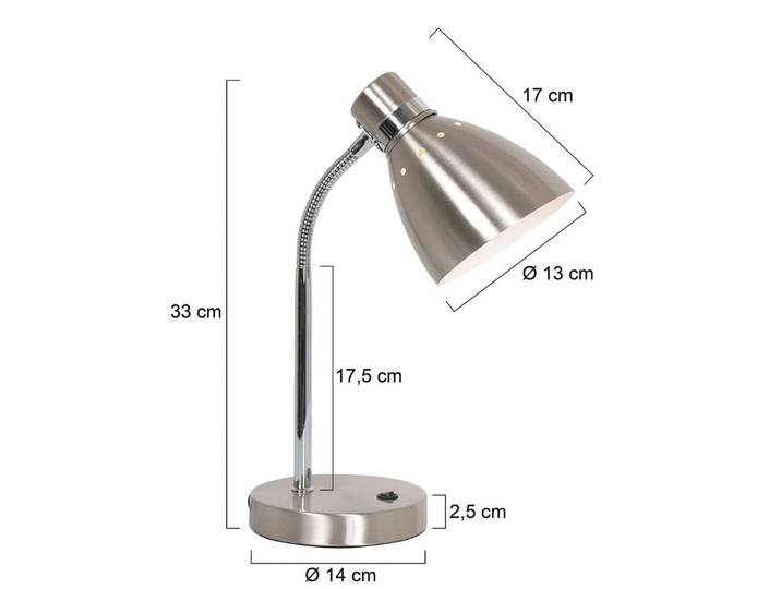 Bureaulamp Spring, alu / grijs / zink, Werkkamer / Kantoor, metaal, Scandinavisch, bureaulamp