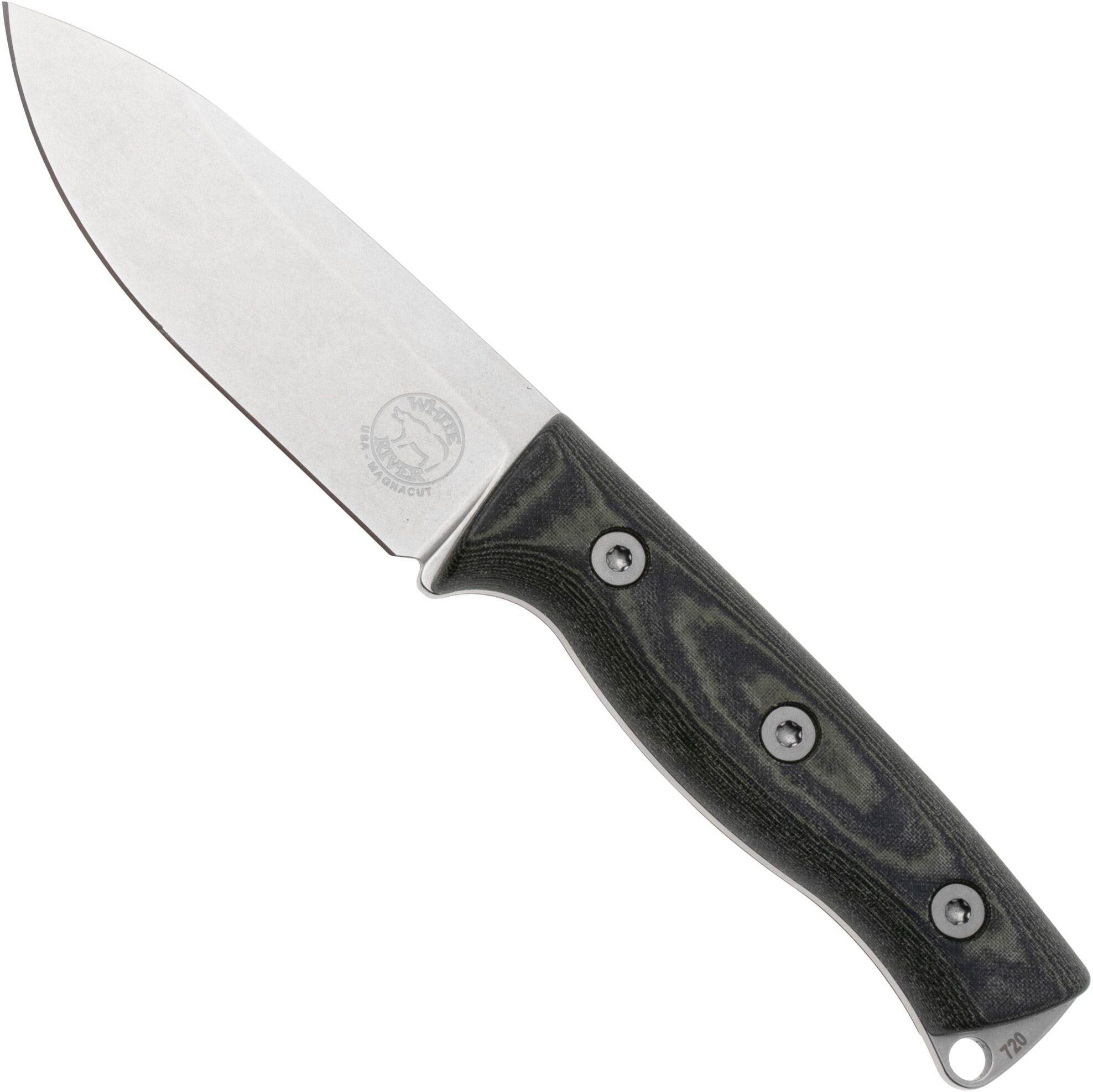 White River Knives Ursus Cub UR35-LBO CPM MagnaCut, OD-Green Linnen Micarta Bushcraftmesser, Kydex-Scheide mit Firesteel