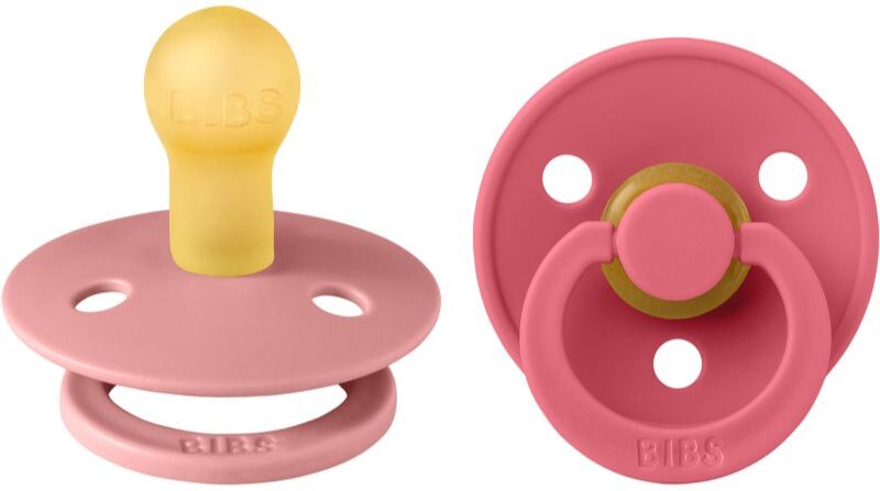 BIBS Colour Natural Rubber Size 1: 0+ months tétine Dusty Pink / Coral 2 pcs