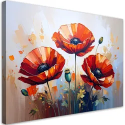 LEINWANDBILD Rote Mohnblumen auf beigem Hintergrund 60x40cm