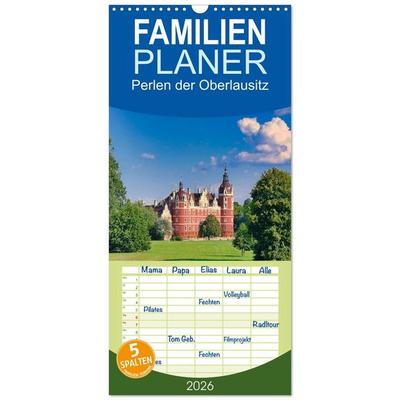 Familienplaner 2026 - Perlen der Oberlausitz mit 5 Spalten (Wandkalender, 21 x 45 cm) CALVENDO