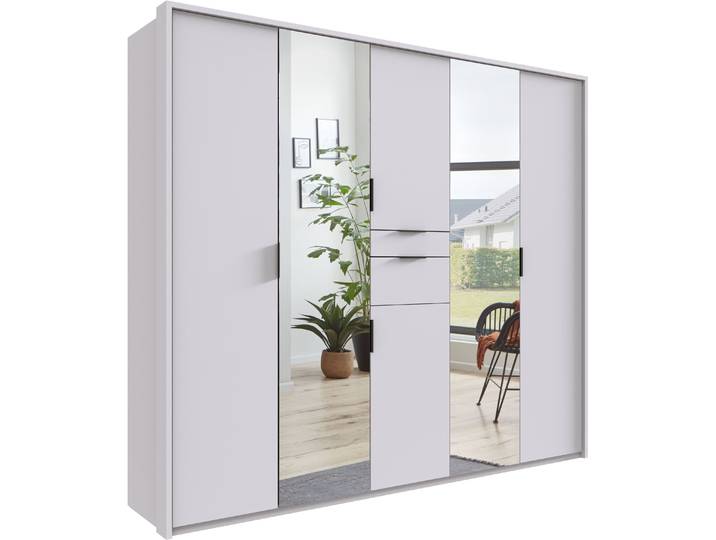 Drehtürenschrank WIMEX Moldau Kleiderschrank mit Spiegel Schlafzimmerschrank , weiss (weiß), B:225cm H:208cm T:58cm, Holzwerkstoff, Schränke, Drehtürenschrank