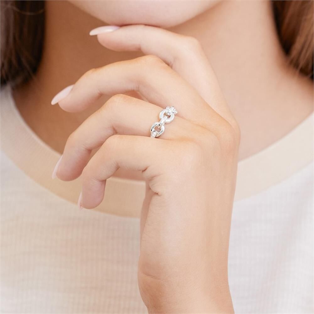 Unique Kettenring 925er silber Chain Design Zirkonia