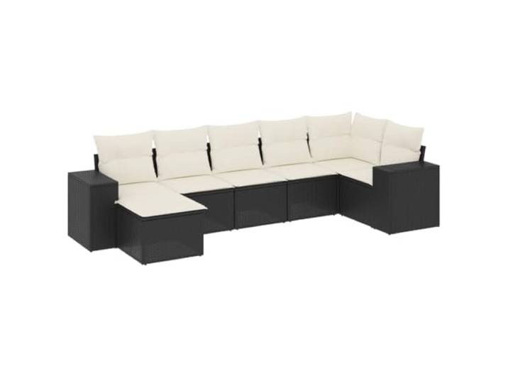 PUGYNBK Garten-Esszimmer-Set, 7-teilig, PE-Rattan, Schwarz, mit Kissen Modulares Design, abnehmbarer und waschbarer Bezug, dicke gepolsterte Kissen, für Terrasse oder Terrasse