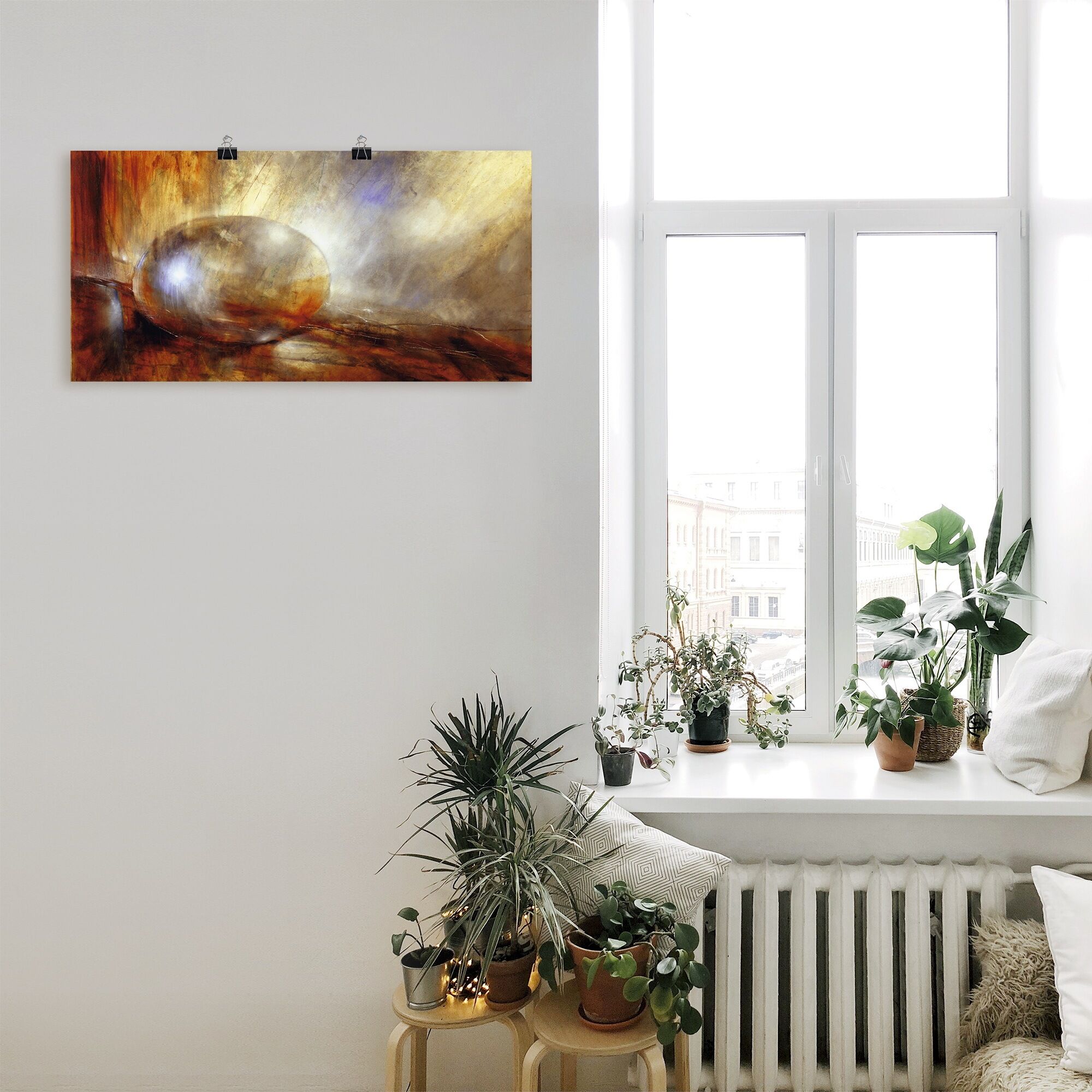 Wandbild ARTLAND "Brainstorming", gold (farbe bild(er): goldfarben), B:100cm H:50cm, Bilder, Wandbild, als Leinwandbild, Poster in verschied. Grössen farbe bild(er): goldfarben B/H/T: 100cm x 50cm, Poster Muster Querformat, 1 Stk.