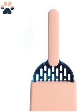 Uplift Picks Long Handle Cat Litter Scoop Set With Base Durable ABS Poop Cleaning Tool blue Pink