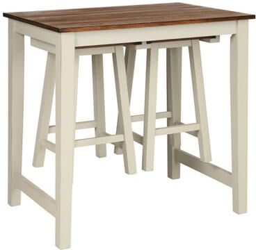 Costway Counter Height Pub Table with 2 Saddle Bar Stools