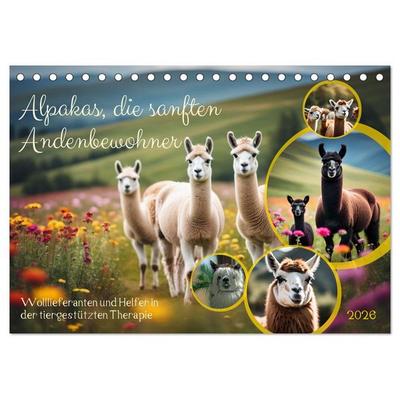 Alpakas, die sanften Andenbewohner (Tischkalender 2026 DIN A5 quer), CALVENDO Monatskalender