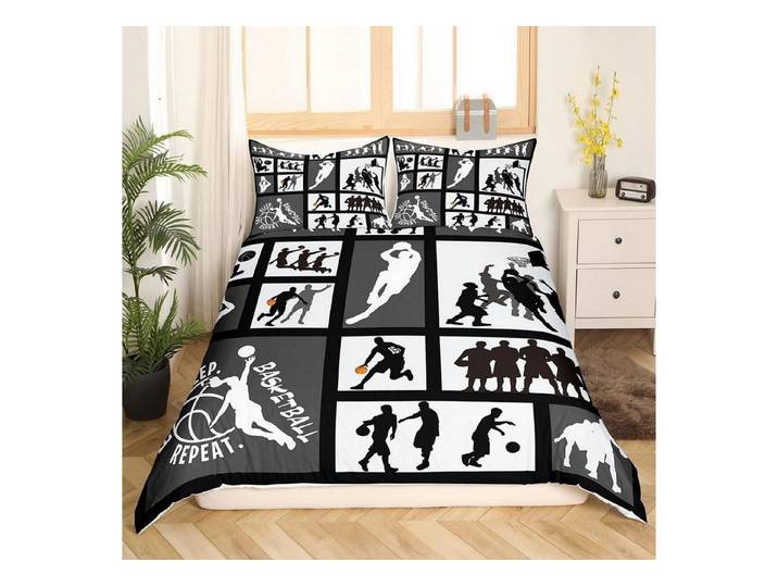 LuxusKollektion Jugendbettwäsche Bettwäsche Basketball Wettkampf 135x200cm Mehrfarbig