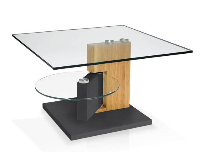 Couchtisch 80 x 80 cm Asteiche/ anthrazit