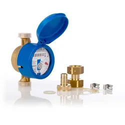 Garten-Wasserzähler Aufputz für Kaltwasser - Set mit Anschlussmaterial - Baulänge 110 mm