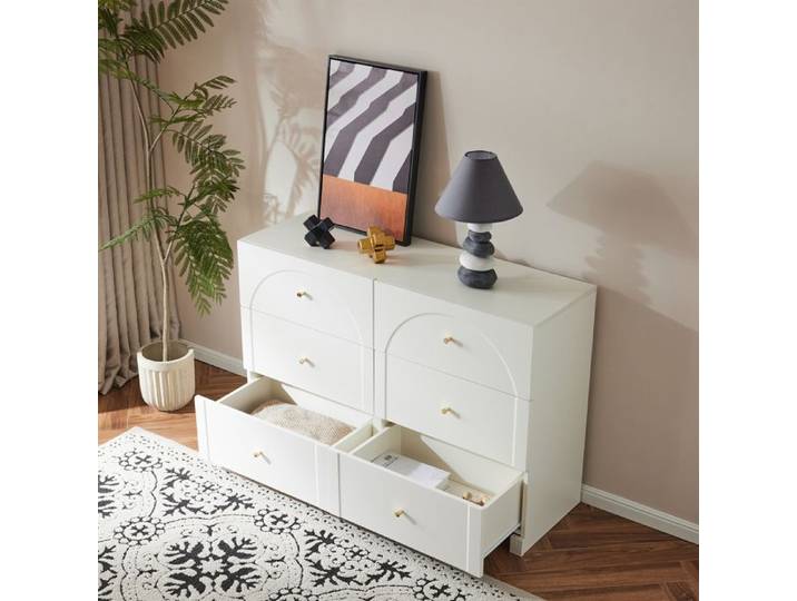 Nouvelle armoire à tiroirs avec 6 tiroirs en matériau écologique – armoire à tiroirs à porte blanche pour le salon et la chambre