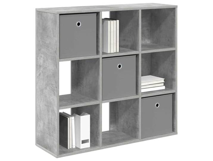 KTHLBRH Sideboard mit 3 Schubladen, betongrau, 88,5 x 29 x 84,5 cm Holztechnik, versenkte Griffe, verstellbare Einlegeböden, vielseitige Nutzung im Wohnzimmer