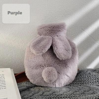 Inspired Living SnuggleBunny 300ML Plush Hot Water Bottle Cute Rabbit Hand & Feet Warmer With Soft Cover purple