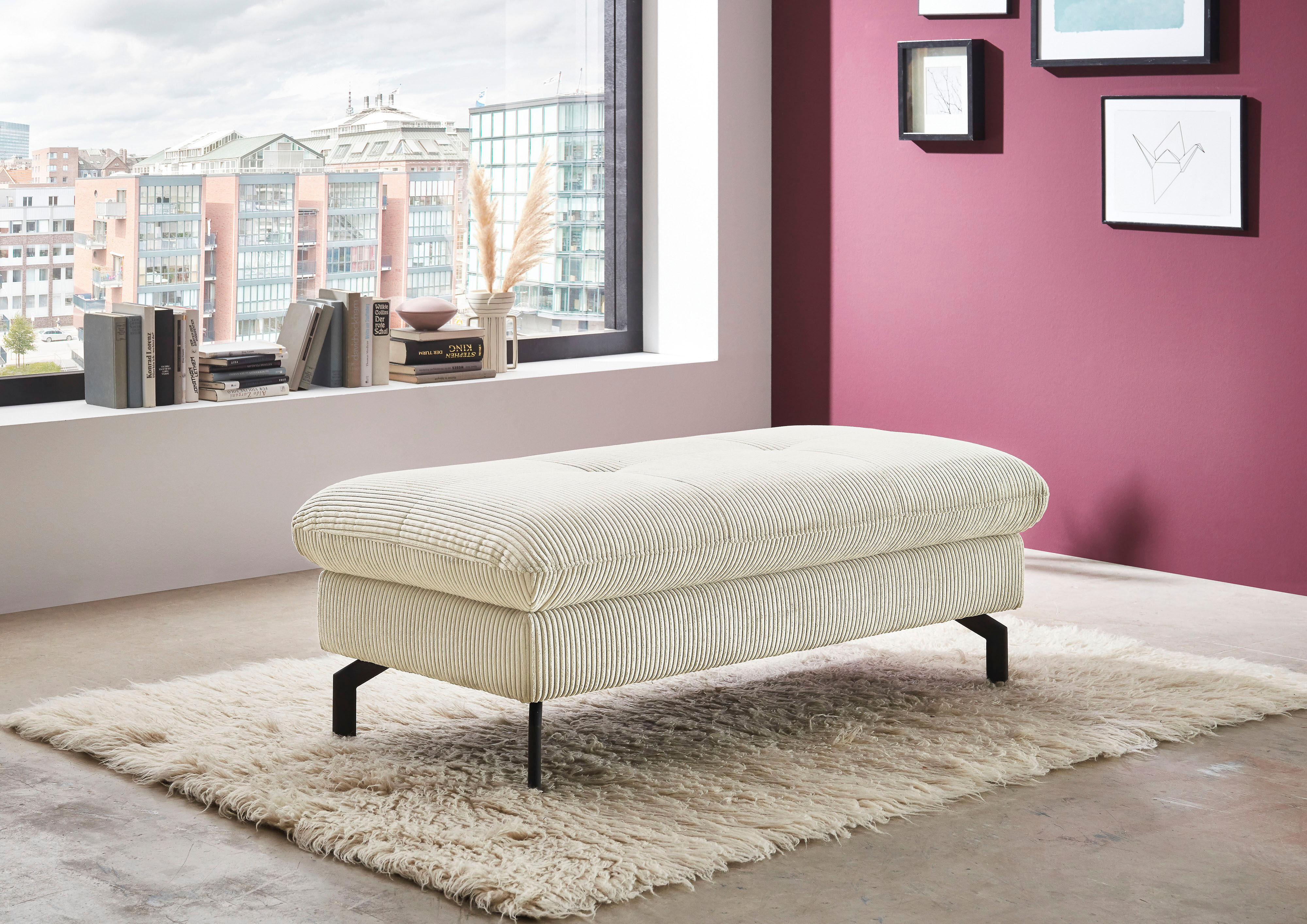 Hocker DIE PLANBAR "MP-IN20110", beige (natur), B:132cm H:45cm T:68cm, 100% Polyester, Hocker, Polsterhocker