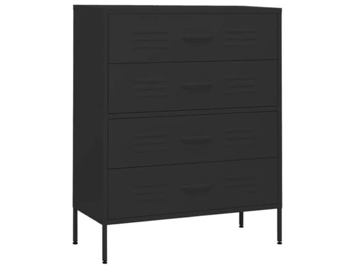 vidaXL Kommode 4 Schubladen Anrichte Schrank Beistellschrank Mehrzweckschrank Standschrank Sideboard Schubladenschrank Schwarz 80x35x101,5cm Stahl