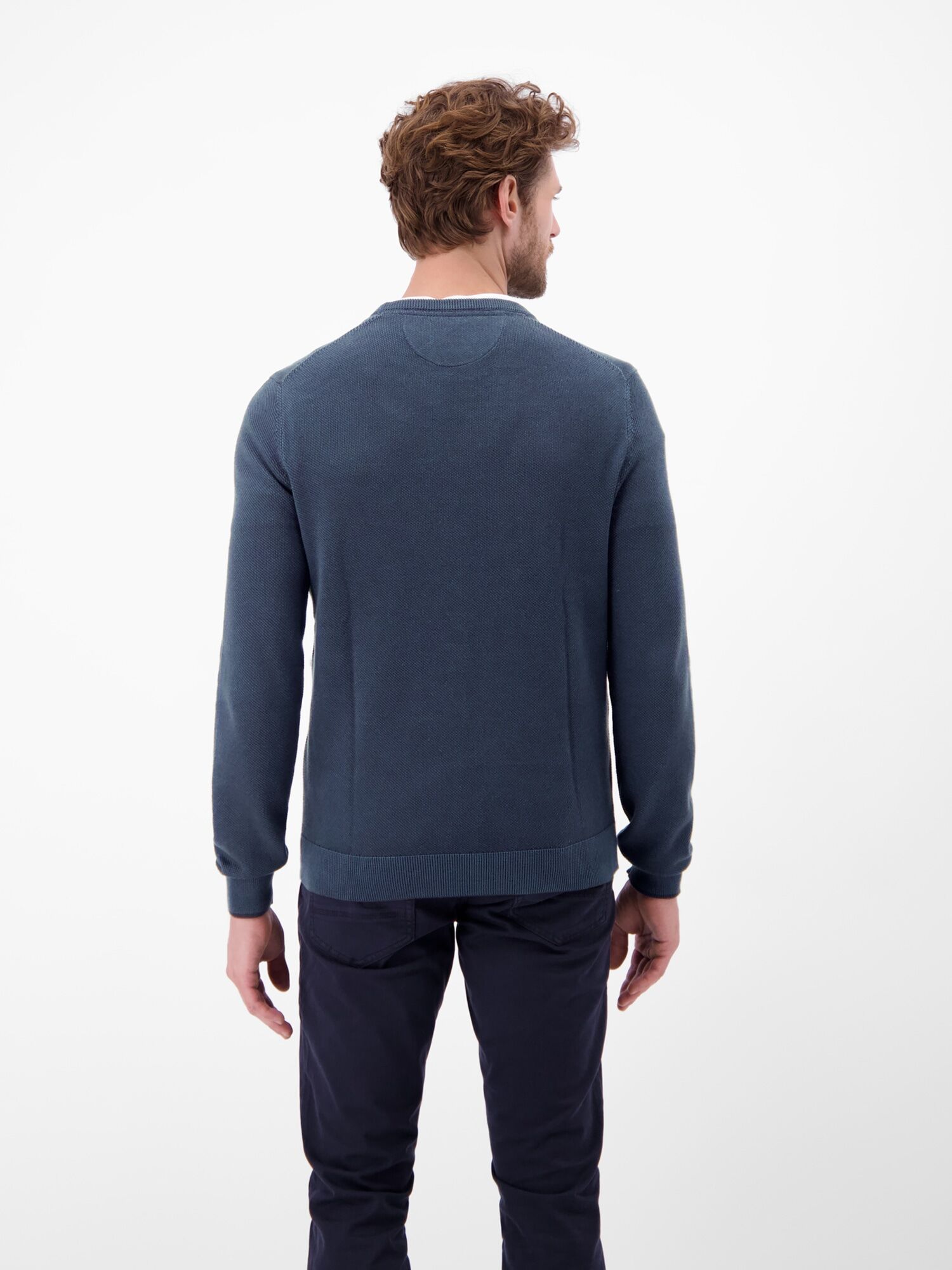 Strickpullover LERROS "Sportiver Strickpullover", Herren, Gr. XXL, blau (classic navy), 100% Baumwolle, Rundhals, Pullover Strickpullover, Grober Strickpullover in Two-Tone-Optik, sportlicher Stil classic navy XXL