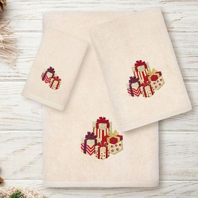 Linum Home Textiles Llc Christmas Packages Bath Towel Set Bath Hand Fingertip, Bath Hand Fingertip, Beige