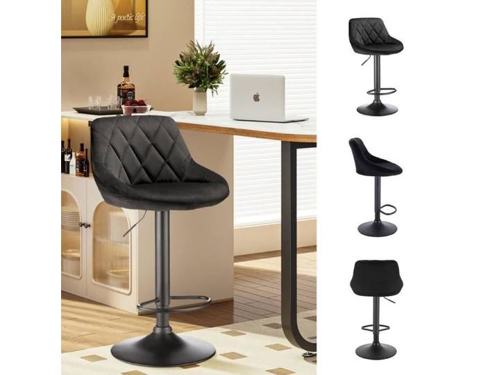 Tabouret de bar XUANYU - Lot de 4 - Chaise Haute Cuisine - Dossier Incurvé - Assise Rembourrée